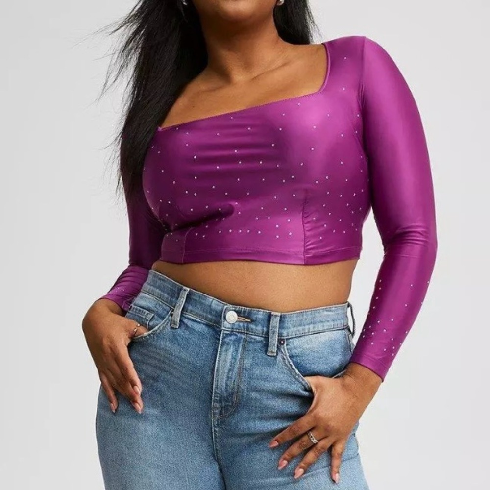 Torrid purple bling top. Rhinestone studded. Stretchy